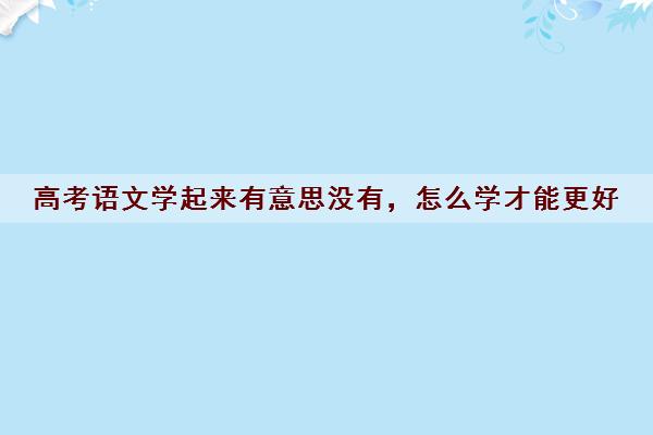 高考语文学起来有意思没有 怎么学才能更好