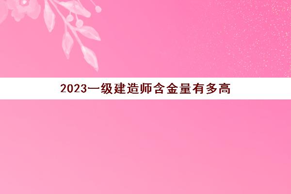 2023一级建造师含金量有多高(广东省一级建造师考试及格标准)