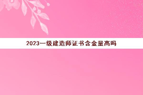 2023一级建造师证书含金量高吗(湖北一级建造师报考条件)