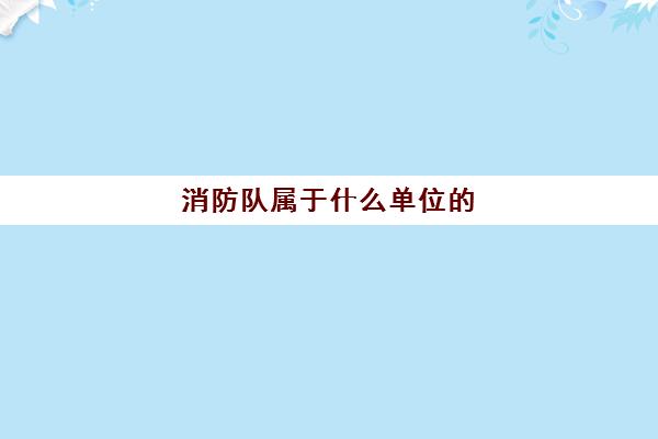 消防队属于什么单位的,消防队属于什么单位