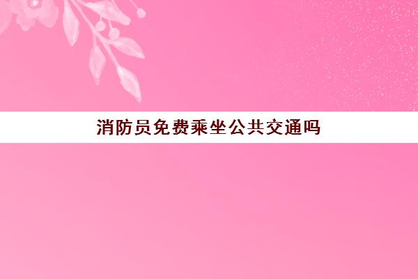 消防员免费乘坐公共交通吗 消防员工资待遇怎么样