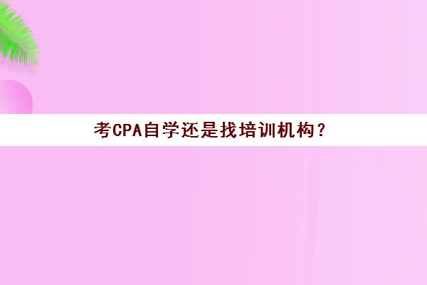 考CPA自学还是找培训机构？(考cpa是自学好还是报班好)