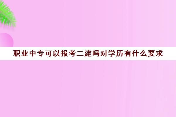 职业中专可以报考二建吗对学历有什么要求