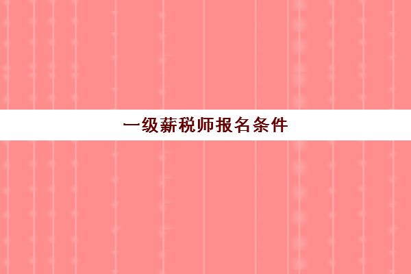 一级薪税师报名条件(一级税务师报考条件)