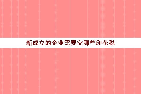 新成立的企业需要交哪些印花税(新公司成立后要交多少印花税)