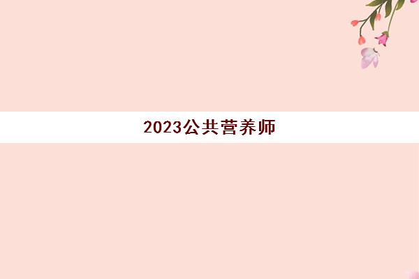2023公共营养师(注册会计师)