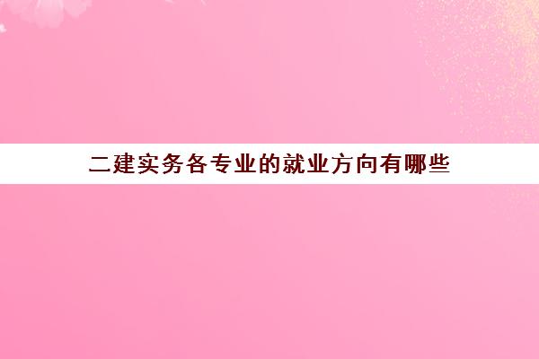 二建实务各专业的就业方向有哪些,二建实务的备考方法有哪些