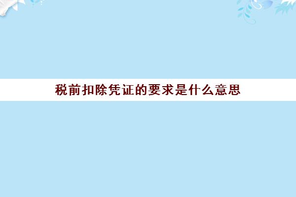 税前扣除凭证的要求是什么意思