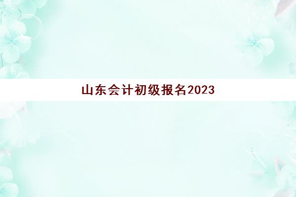 山东会计初级报名2023