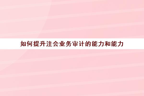 如何提升注会业务审计的能力和能力