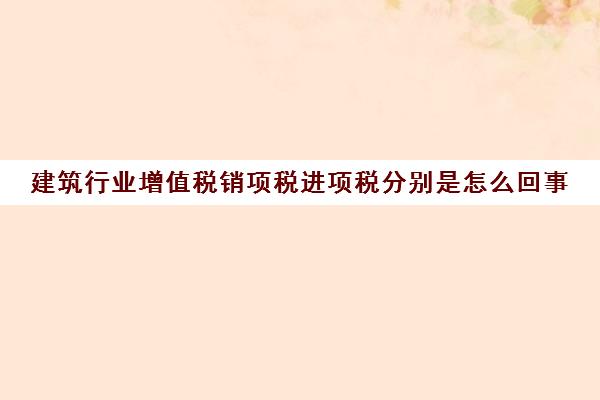 建筑行业增值税销项税进项税分别是怎么回事(建筑业销项税额和进项税额)