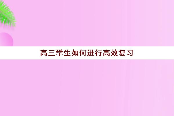 高三学生如何进行高效复习