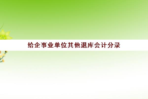 给企事业单位其他退库会计分录(给企事业单位其他退库是什么意思)