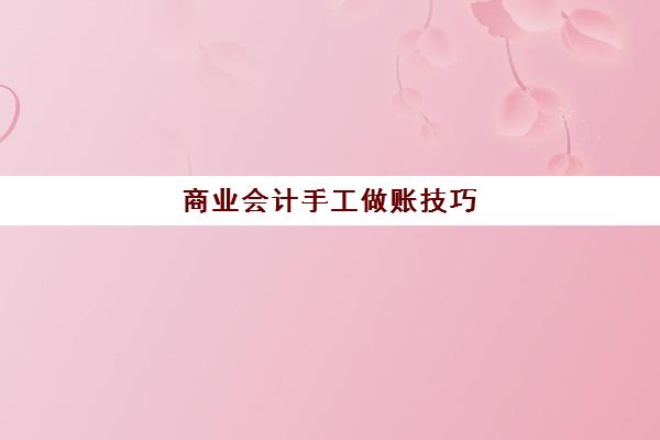 商业会计手工做账技巧(商业会计手工账本如何操作)