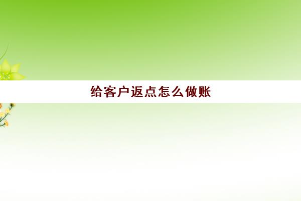 给客户返点怎么做账(给客户返点怎么做账务)