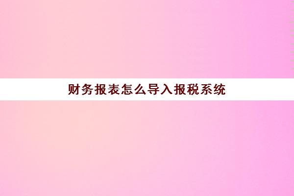 财务报表怎么导入报税系统(如何把财务报表导入excel)