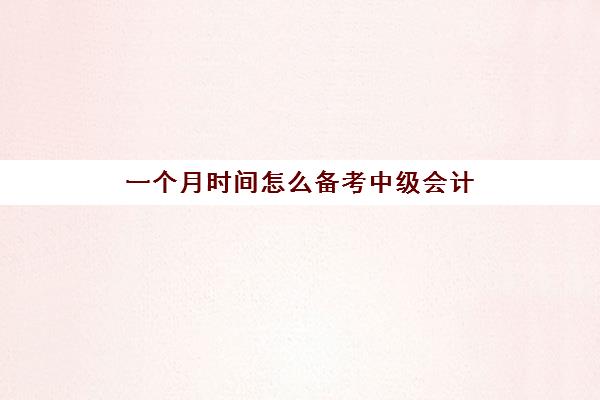 一个月时间怎么备考中级会计(1个月备考中级会计)