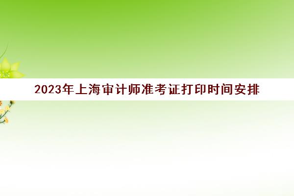 2023年上海审计师准考证打印时间安排(上海审计师报考条件和时间2021)