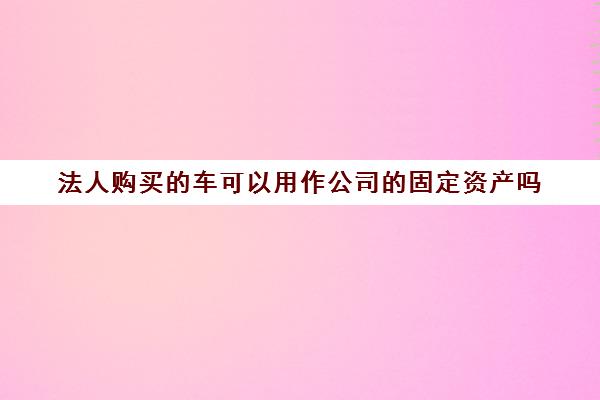 法人购买的车可以用作公司的固定资产吗(法人买了一辆车怎么入账)