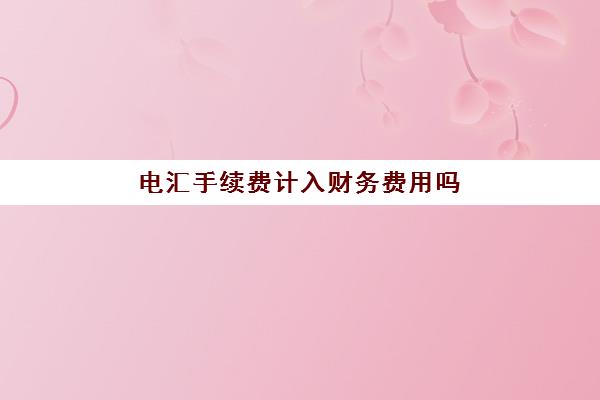 电汇手续费计入财务费用吗(电汇手续费计入财务费用吗合理吗)