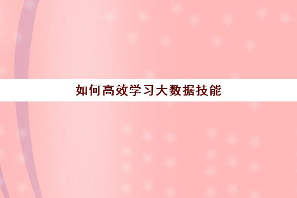 如何高效学习大数据技能