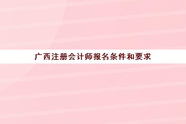 广西注册会计师报名条件和要求(注册会计师报名时间2021年)