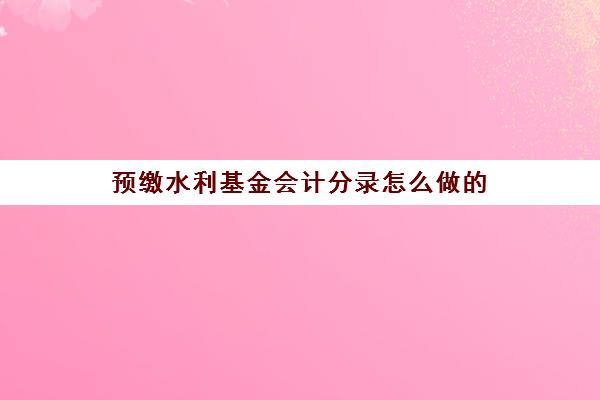 预缴水利基金会计分录怎么做的