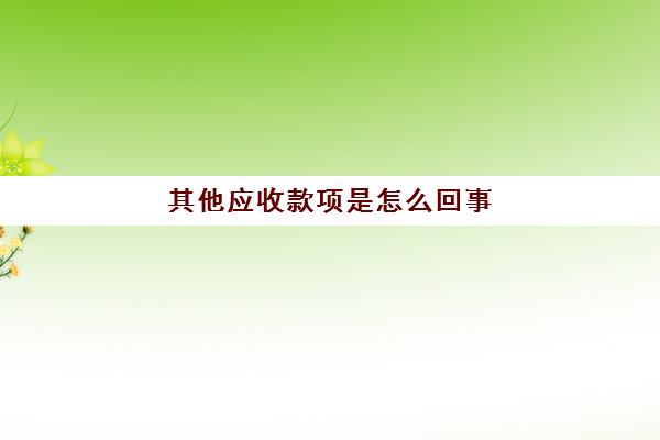 其他应收款项是怎么回事(其他应收款是什么科目)