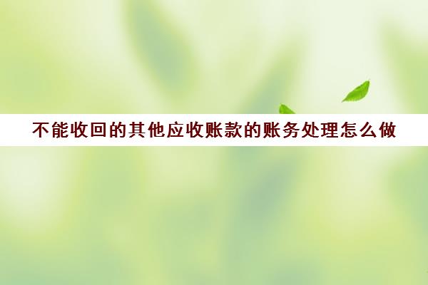 不能收回的其他应收账款的账务处理怎么做(不能收回的其他应收账款的账务处理怎么做会计分录)