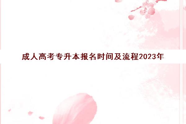 成人高考专升本报名时间及流程2023年(成人高考专升本报名时间及流程2023年级)