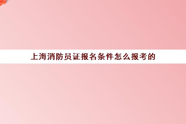 上海消防员证报名条件怎么报考的