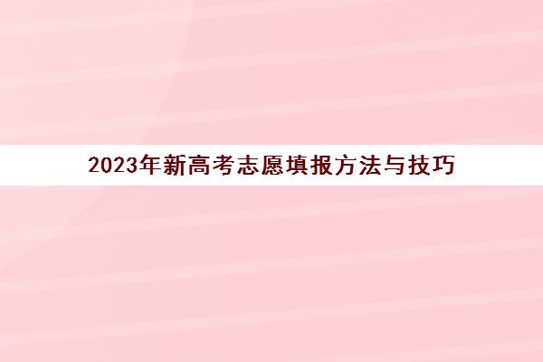 2023年新高考志愿填报方法与技巧(2023年新高考志愿填报方法与技巧是什么)