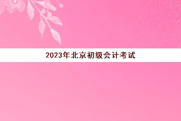 2023年北京初级会计考试