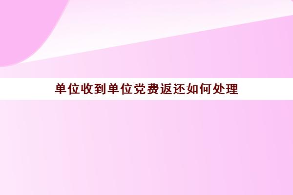 单位收到单位党费返还如何处理(单位收了党费后上交给谁)