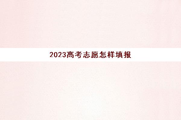 2023高考志愿怎样填报(2023高考志愿模拟填报表格)