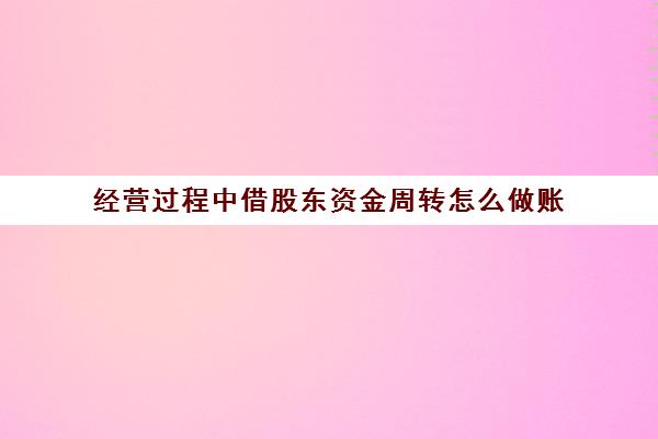 经营过程中借股东资金周转怎么做账(股东借入资金)