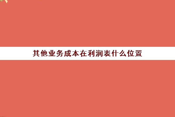 其他业务成本在利润表什么位置(其他业务成本在财务报表中是什么科目)