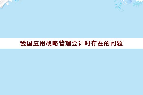 我国应用战略管理会计时存在的问题(战略管理会计应用总结)