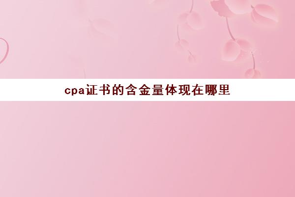 cpa证书的含金量体现在哪里(cpa证书的含金量年薪是多少)