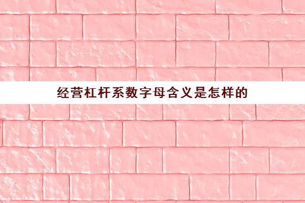 经营杠杆系数字母含义是怎样的(经营杠杆系数意义)