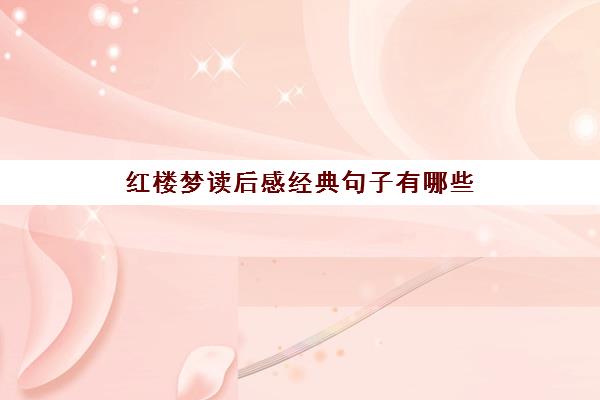 红楼梦读后感经典句子有哪些(红楼梦读后感短句)