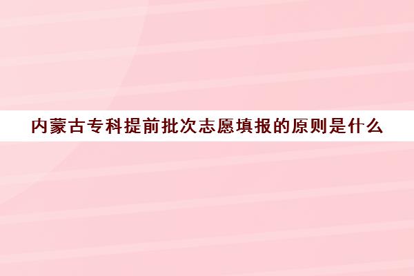 内蒙古专科提前批次志愿填报的原则是什么