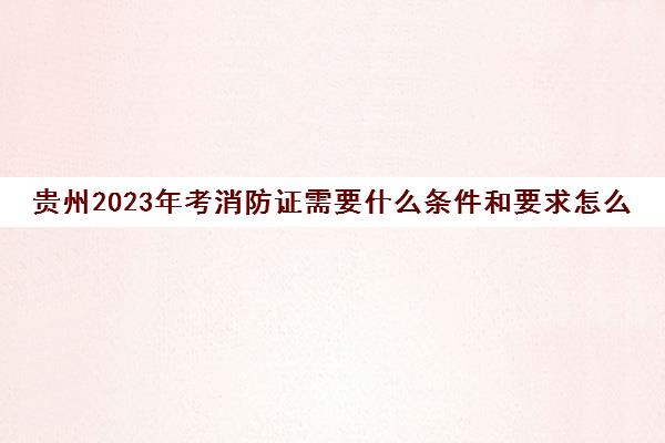 贵州2023年考消防证需要什么条件和要求怎么报名(贵州消防员报考条件)