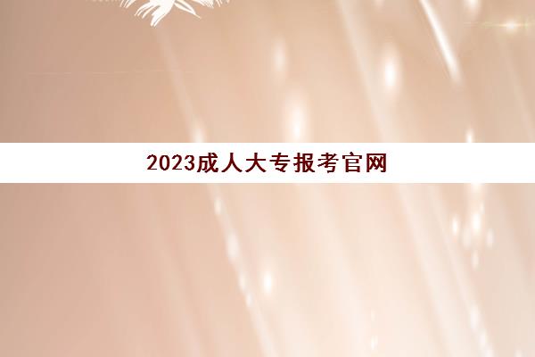 2023成人大专报考官网