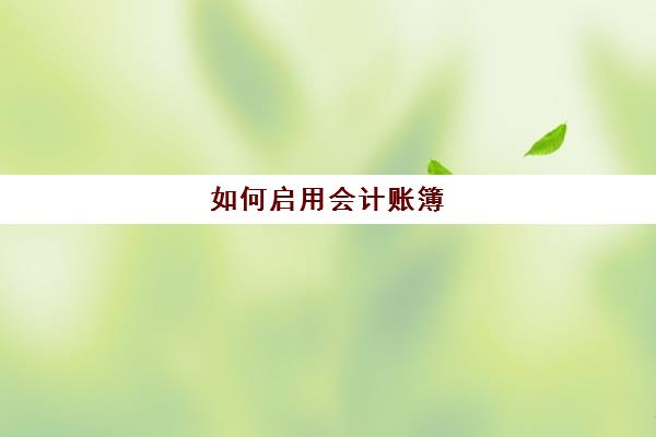 如何启用会计账簿(如何启用会计账簿系统)