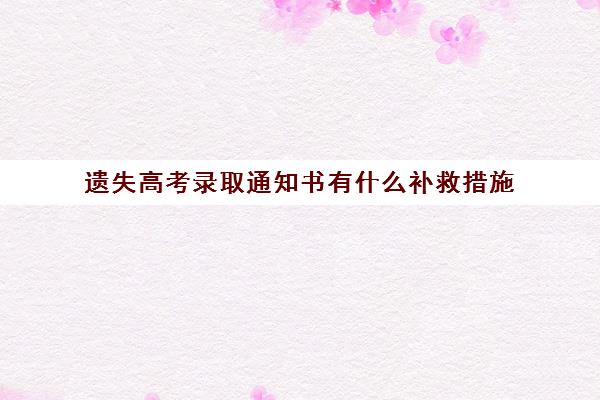 遗失高考录取通知书有什么补救措施(高考录取通知书不见了怎么办)