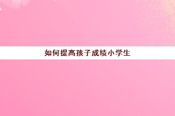 如何提高孩子成绩小学生