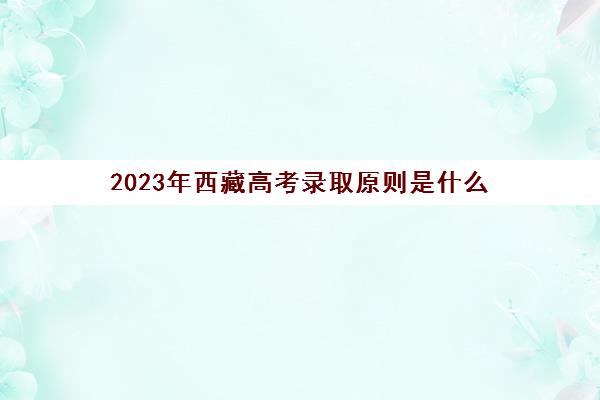 2023年西藏高考录取原则是什么