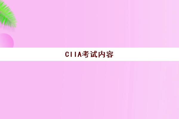 CIIA考试内容(ciia考试时间安排)