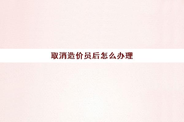 取消造价员后怎么办理